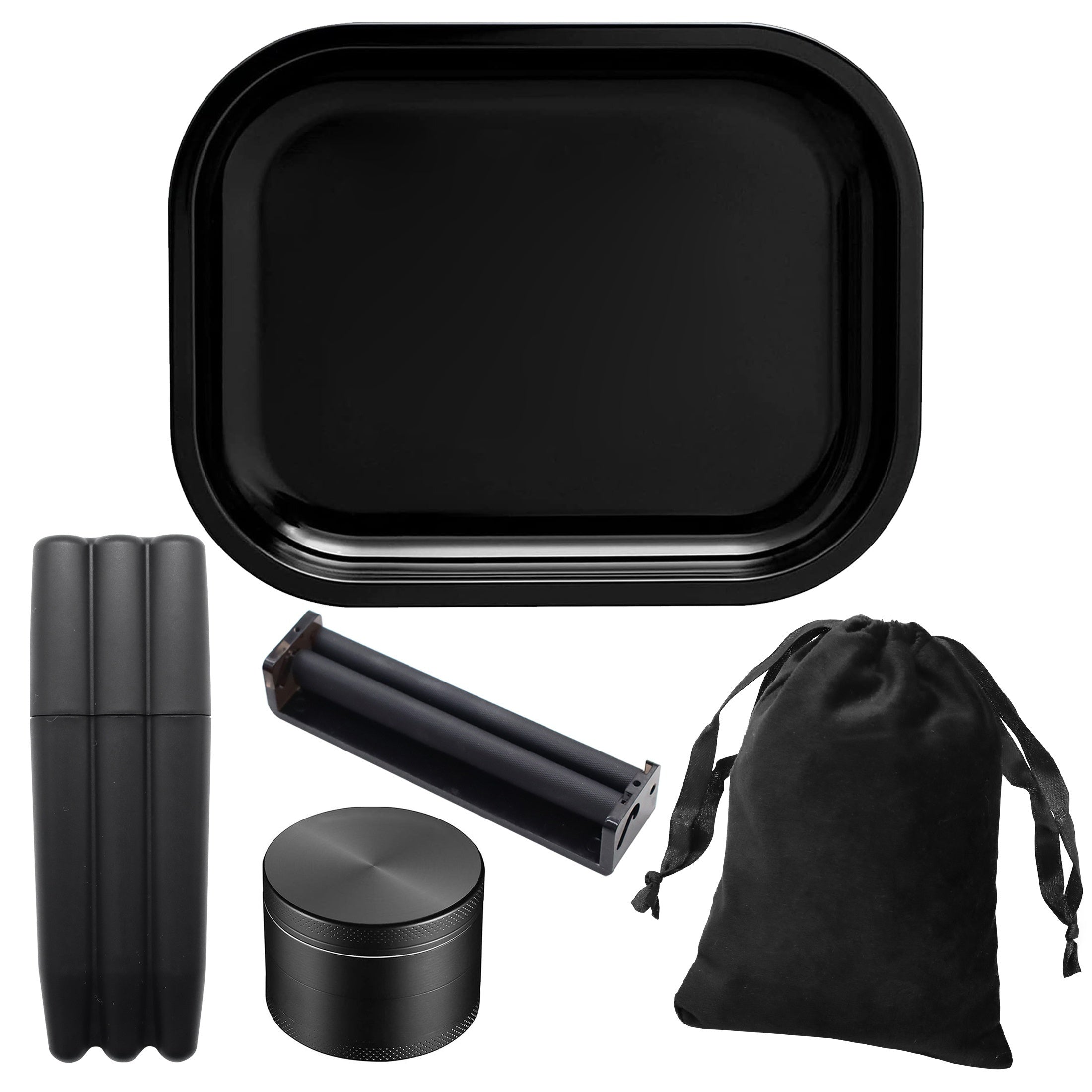 1 Set, The Smoking Set Includes a Variety of Accessories, 1 Velvet Bag Contains a 14×18 Rolling Tray, a 50Mm Metal Grinder, a Three-Cigarette Storage Box, a Cigarette Rolling Machine, Smoking Accessories, Household Gadgets,