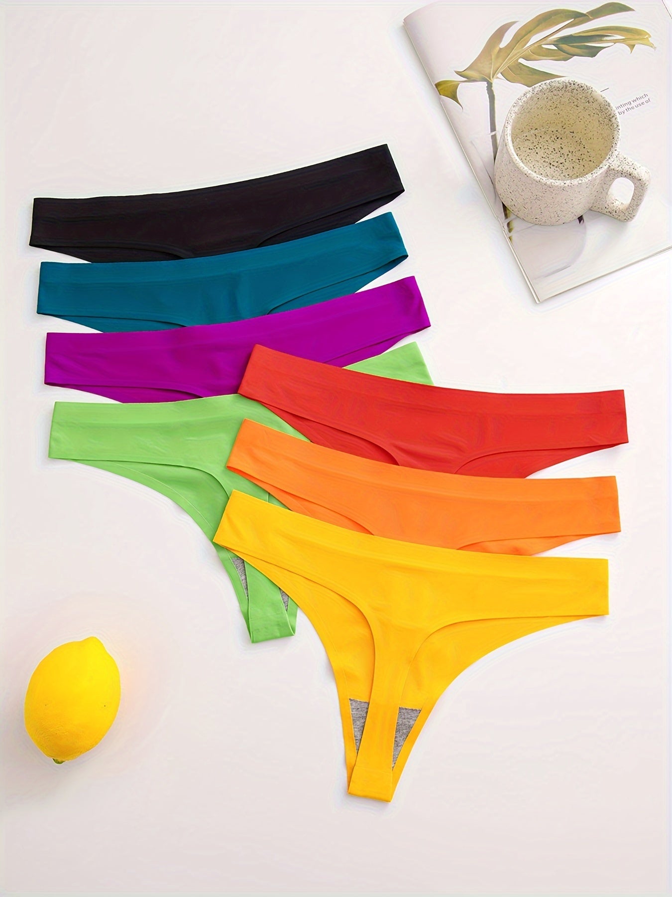 7P7008# Thin Breathable Comfortable Seamless Low-Rise Thong Panties, Seven-Pack