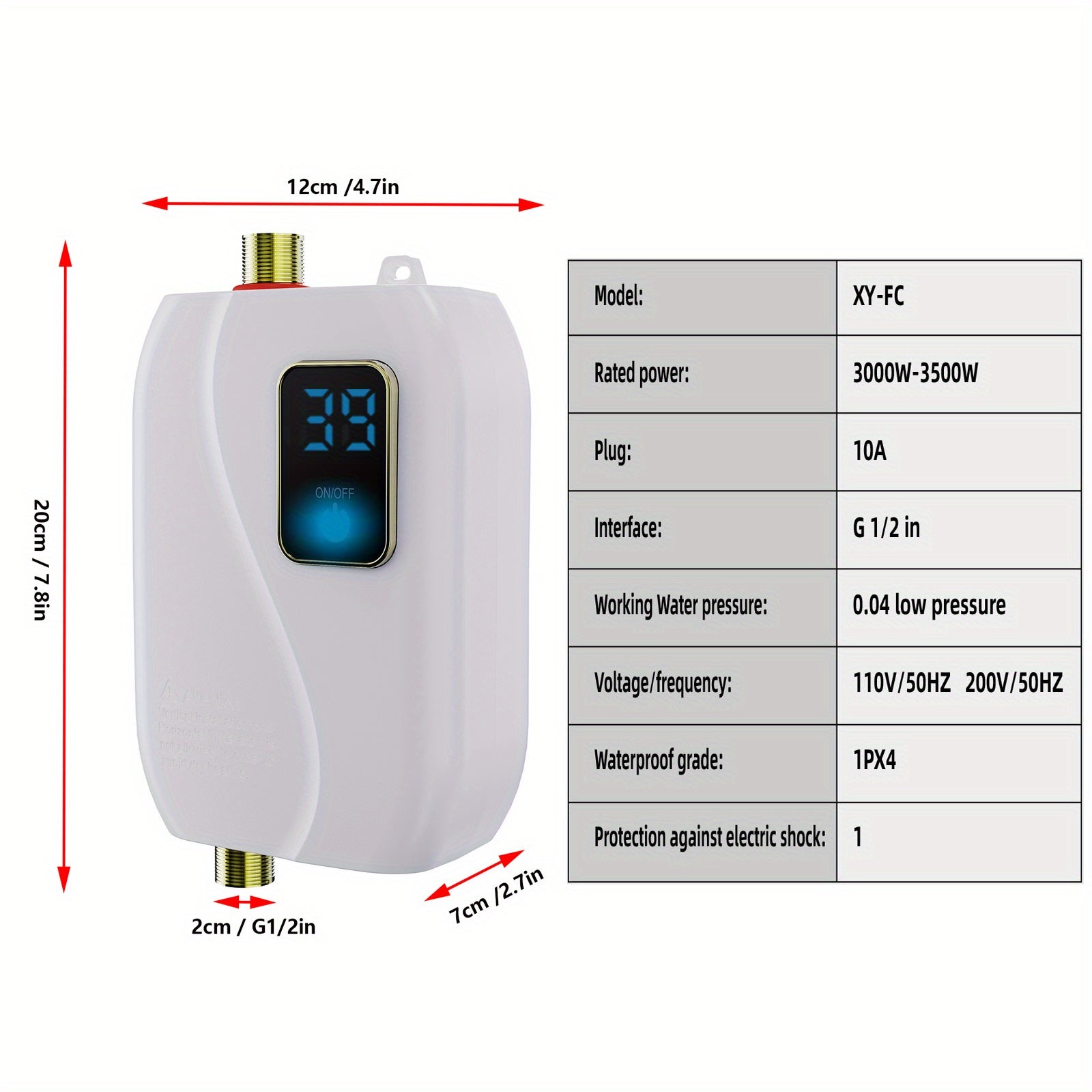 1pc Instant Hot Water Heater - Constant Temperature, Energy-Efficient, 110V 3000W Electric Heating for Kitchen and Bathroom - Compact, Space-Saving Design, Easy Installation, and Safe Operation