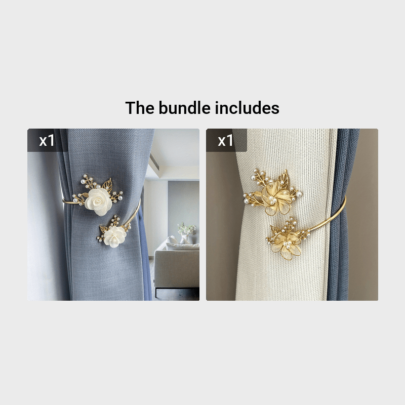 1pc Elegant Metal Faux Pearl Curtain Holdback with Three-dimensional Flower Design - Perfect for Bedroom, Office, Kitchen, Living Room, and Study - Adds a Touch of Luxury to Your Home Decor