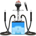 2 Hose Set Micro Cube Acrylic with Bowl Coal Tong Charcoal Holder Magical Remote LED Light Better Narguile Smoking, Smoking Accessories, Shisha Setup, Stylish Smoking Kit, Compact Design, Highquality Hoses, Acrylic Constructi