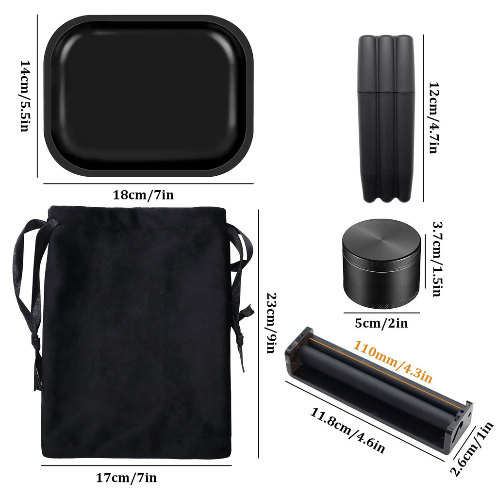 1 Set, The Smoking Set Includes a Variety of Accessories, 1 Velvet Bag Contains a 14×18 Rolling Tray, a 50Mm Metal Grinder, a Three-Cigarette Storage Box, a Cigarette Rolling Machine, Smoking Accessories, Household Gadgets,