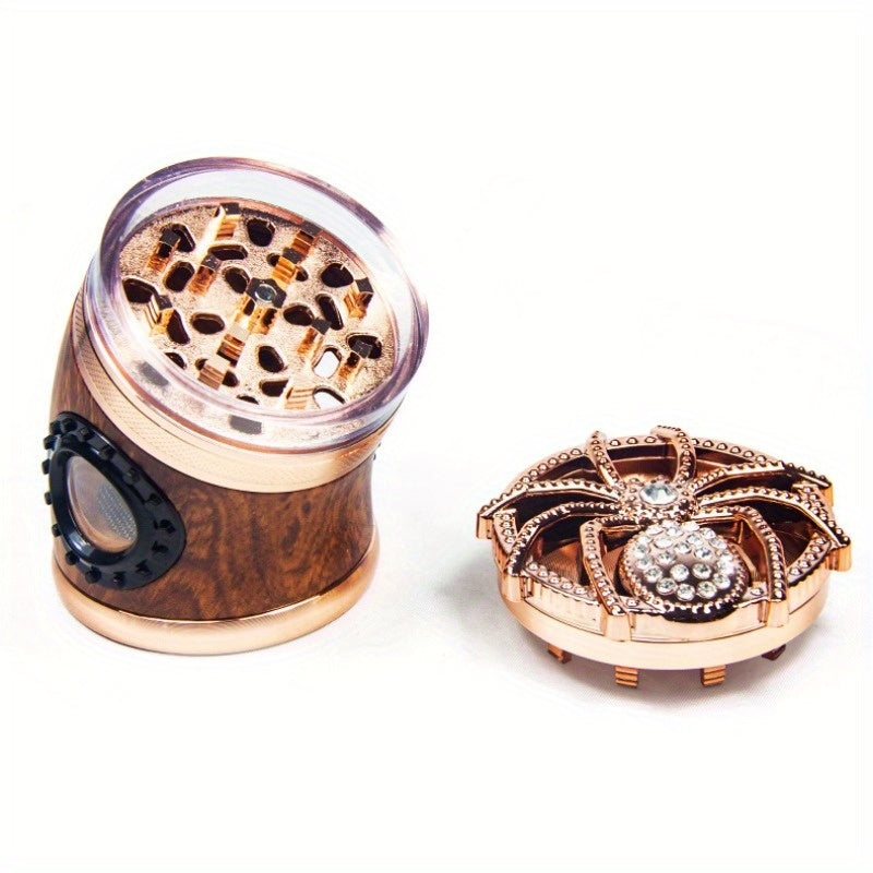 1 Pcs Diamond Spider Cover Zinc Alloy Grinder 3 Layers with A Diameter of 63mm Side Bend Metal Tobacco Cutting Machine Spice Grinder Smoking Accessories