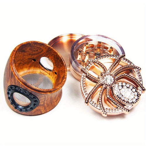 1 Pcs Diamond Spider Cover Zinc Alloy Grinder 3 Layers with A Diameter of 63mm Side Bend Metal Tobacco Cutting Machine Spice Grinder Smoking Accessories
