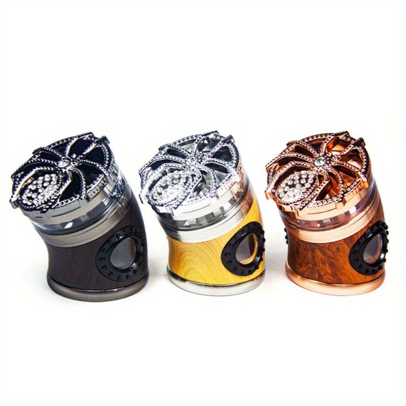 1 Pcs Diamond Spider Cover Zinc Alloy Grinder 3 Layers with A Diameter of 63mm Side Bend Metal Tobacco Cutting Machine Spice Grinder Smoking Accessories