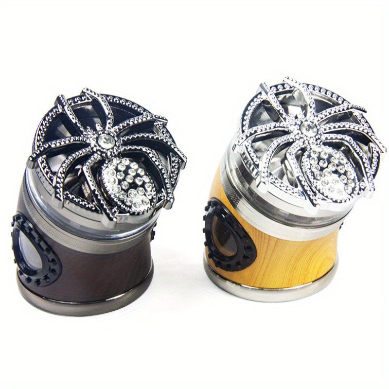 1 Pcs Diamond Spider Cover Zinc Alloy Grinder 3 Layers with A Diameter of 63mm Side Bend Metal Tobacco Cutting Machine Spice Grinder Smoking Accessories