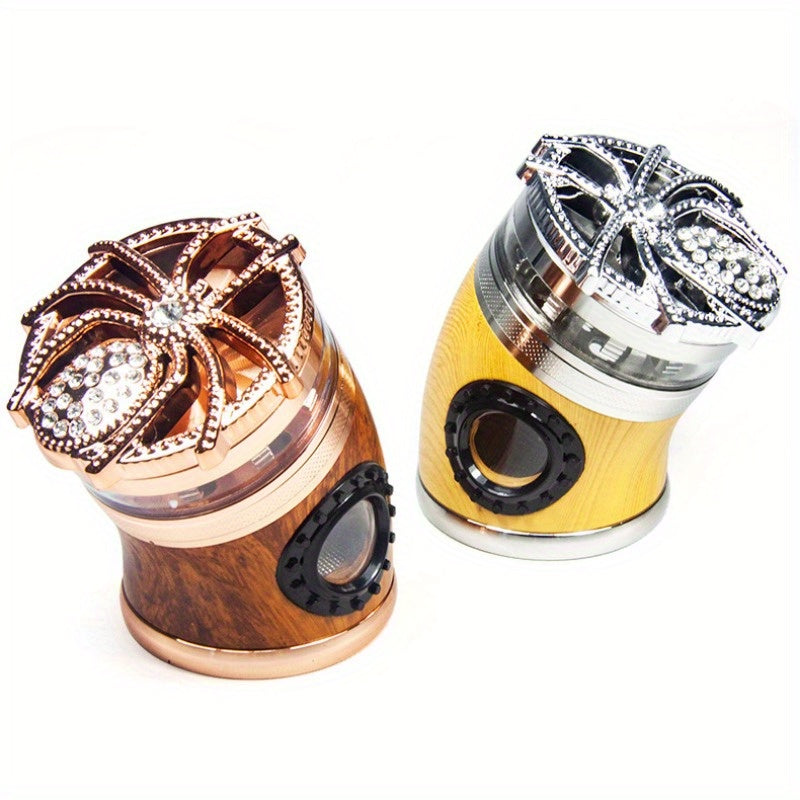 1 Pcs Diamond Spider Cover Zinc Alloy Grinder 3 Layers with A Diameter of 63mm Side Bend Metal Tobacco Cutting Machine Spice Grinder Smoking Accessories