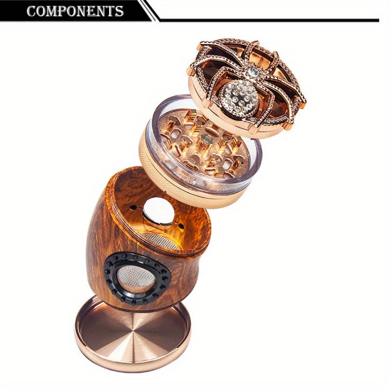 1 Pcs Diamond Spider Cover Zinc Alloy Grinder 3 Layers with A Diameter of 63mm Side Bend Metal Tobacco Cutting Machine Spice Grinder Smoking Accessories