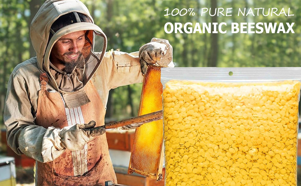 1KG Pure Yellow Beeswax Pellets High-Quality Waxing Material for DIY Crafts Candle Making Clean-Burning Polishing Furniture Wax