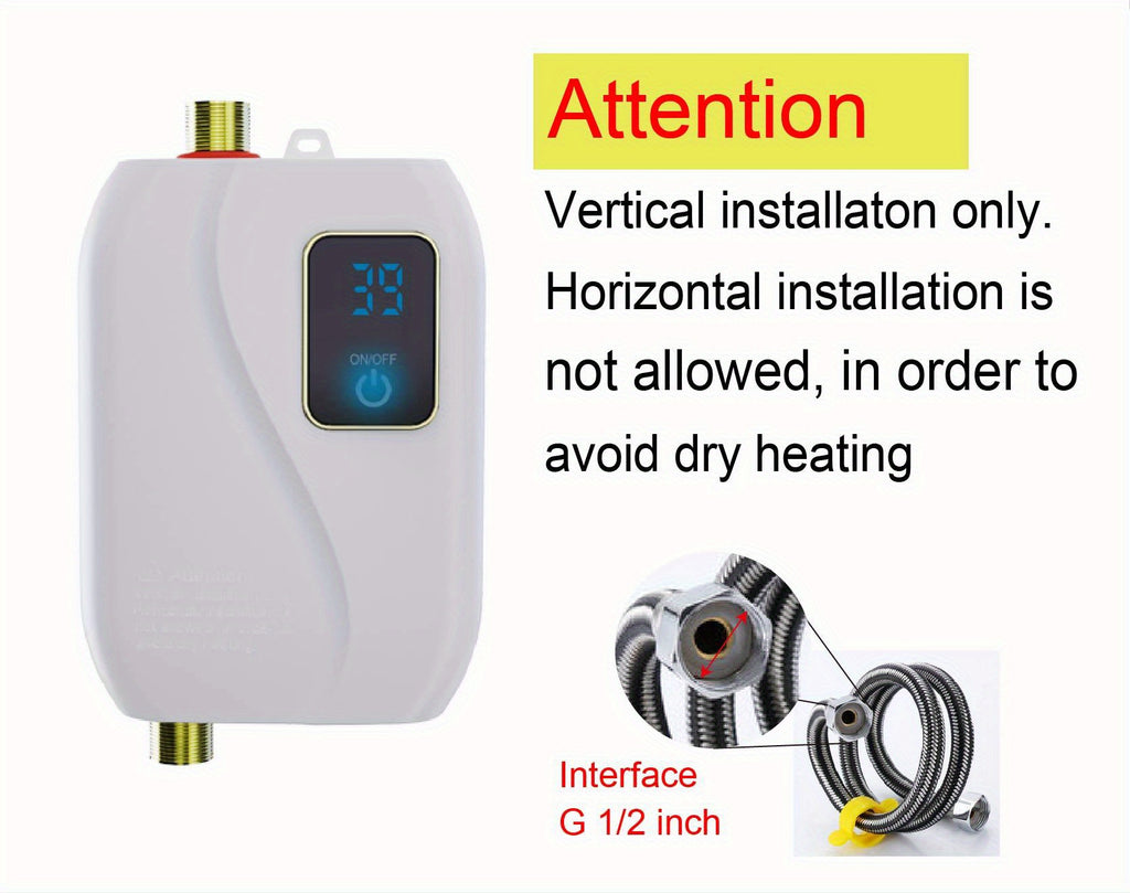 1pc Instant Hot Water Heater - Constant Temperature, Energy-Efficient, 110V 3000W Electric Heating for Kitchen and Bathroom - Compact, Space-Saving Design, Easy Installation, and Safe Operation