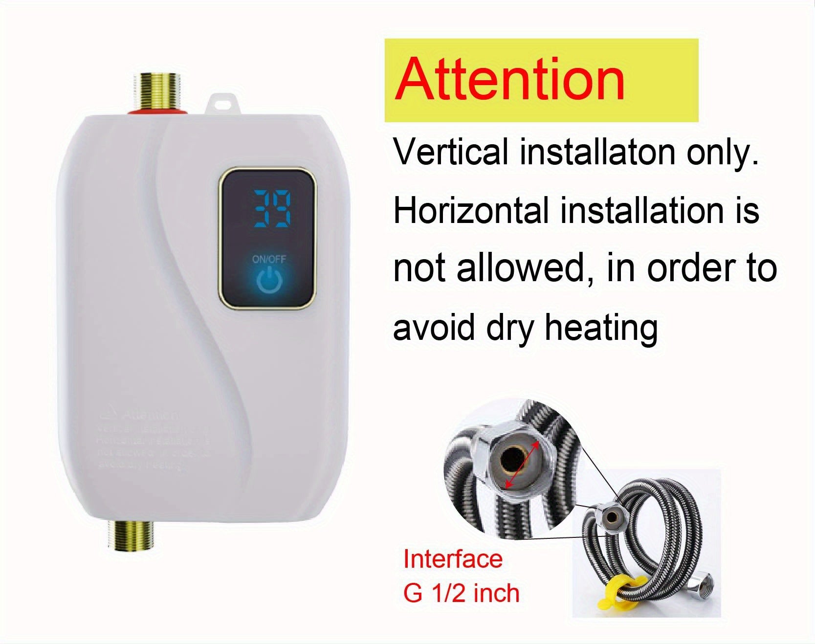 1pc Instant Hot Water Heater - Constant Temperature, Energy-Efficient, 110V 3000W Electric Heating for Kitchen and Bathroom - Compact, Space-Saving Design, Easy Installation, and Safe Operation