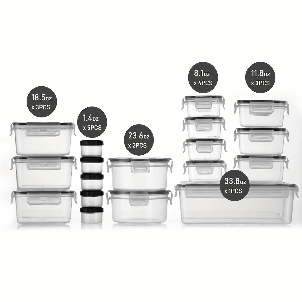 18 Pack Food Storage Containers With Airtight Lids | Leak-Proof Plastic Containers For Kitchen Organization, Meal Prep, Lunch Containers Organization | Microwave Safe, Dishwasher Safe, Flip Top Closure, Square Shape