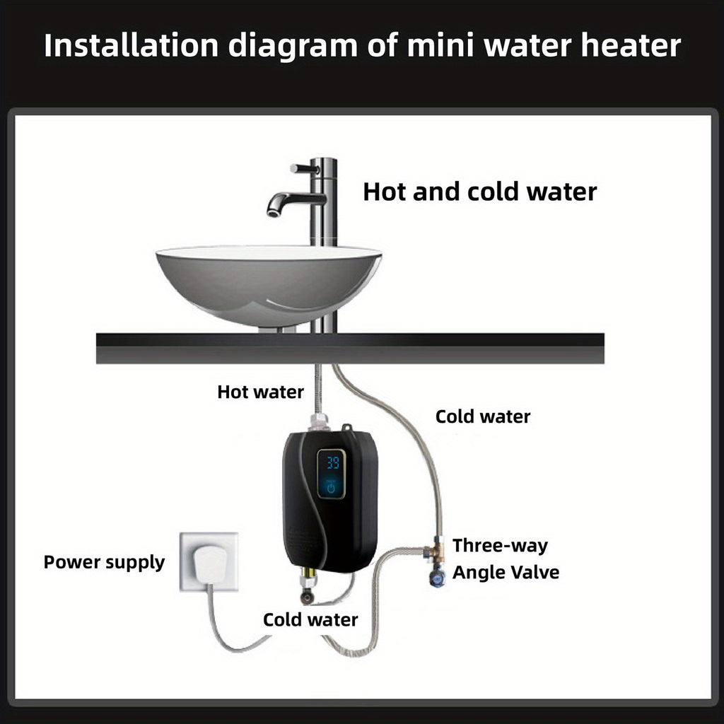 1pc Instant Hot Water Heater - Constant Temperature, Energy-Efficient, 110V 3000W Electric Heating for Kitchen and Bathroom - Compact, Space-Saving Design, Easy Installation, and Safe Operation