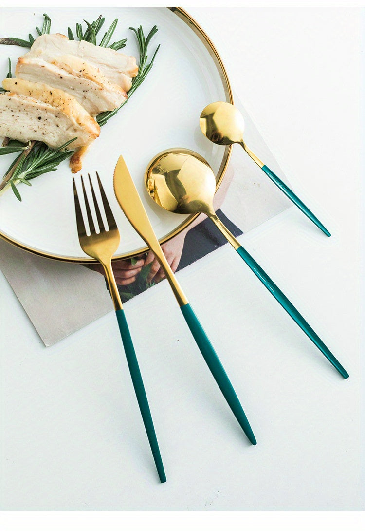 24pcs Stainless Steel Cutlery Set | KEMORELA Luxury Kitchen Cutlery Dishwasher Safe, 304 Stainless Steel