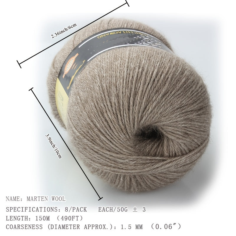 8rolls/pack Wool 10.00%, Cashmere 90.00% Yarn, Soft Comfortable Yarn For Knitting Crocheting High-quality Sweater And Scarf
