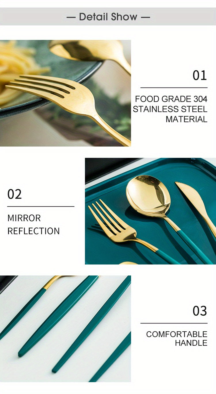 24pcs Stainless Steel Cutlery Set | KEMORELA Luxury Kitchen Cutlery Dishwasher Safe, 304 Stainless Steel