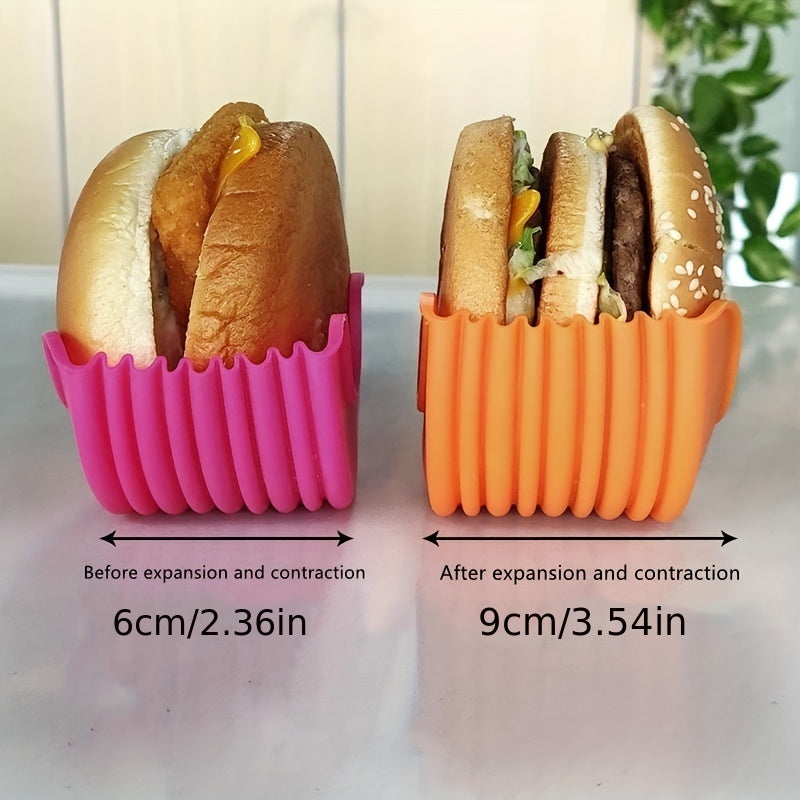 1pc/4pcs Reusable Expandable Hamburger Rack, Silicone Rack, Hamburger Tool Rack, Storage Rack, Kitchen Storage Box Use this expandable silicone burger rack to make delicious burgers easier!