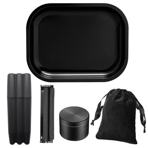1 Set, The Smoking Set Includes a Variety of Accessories, 1 Velvet Bag Contains a 14×18 Rolling Tray, a 50Mm Metal Grinder, a Three-Cigarette Storage Box, a Cigarette Rolling Machine, Smoking Accessories, Household Gadgets,