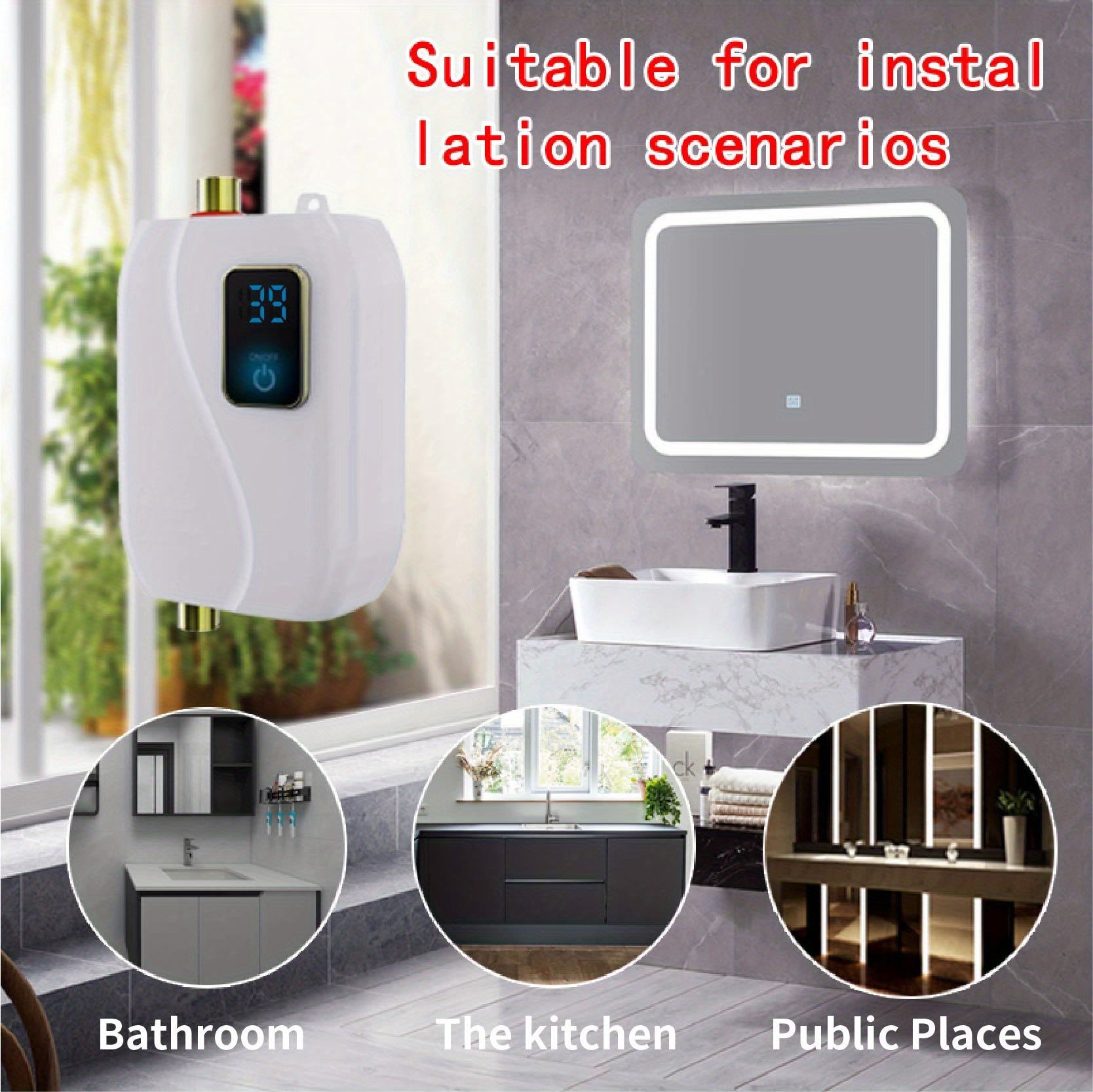 1pc Instant Hot Water Heater - Constant Temperature, Energy-Efficient, 110V 3000W Electric Heating for Kitchen and Bathroom - Compact, Space-Saving Design, Easy Installation, and Safe Operation