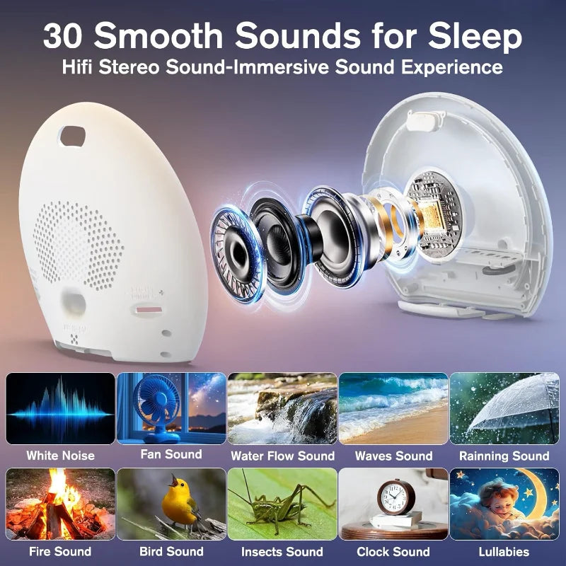Digital Alarm Clock with Sunrise Simulation Dimmable Night Light White Noise Sound Machine with 30 Soothing Sound for Home Decor