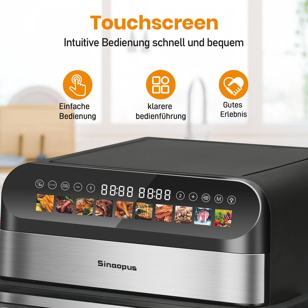 10L Family-Size Dual Basket Air Fryer Oven,Oil-Free Cooker with LED Touch Control & Viewing Window,Air Fryers Smart machine