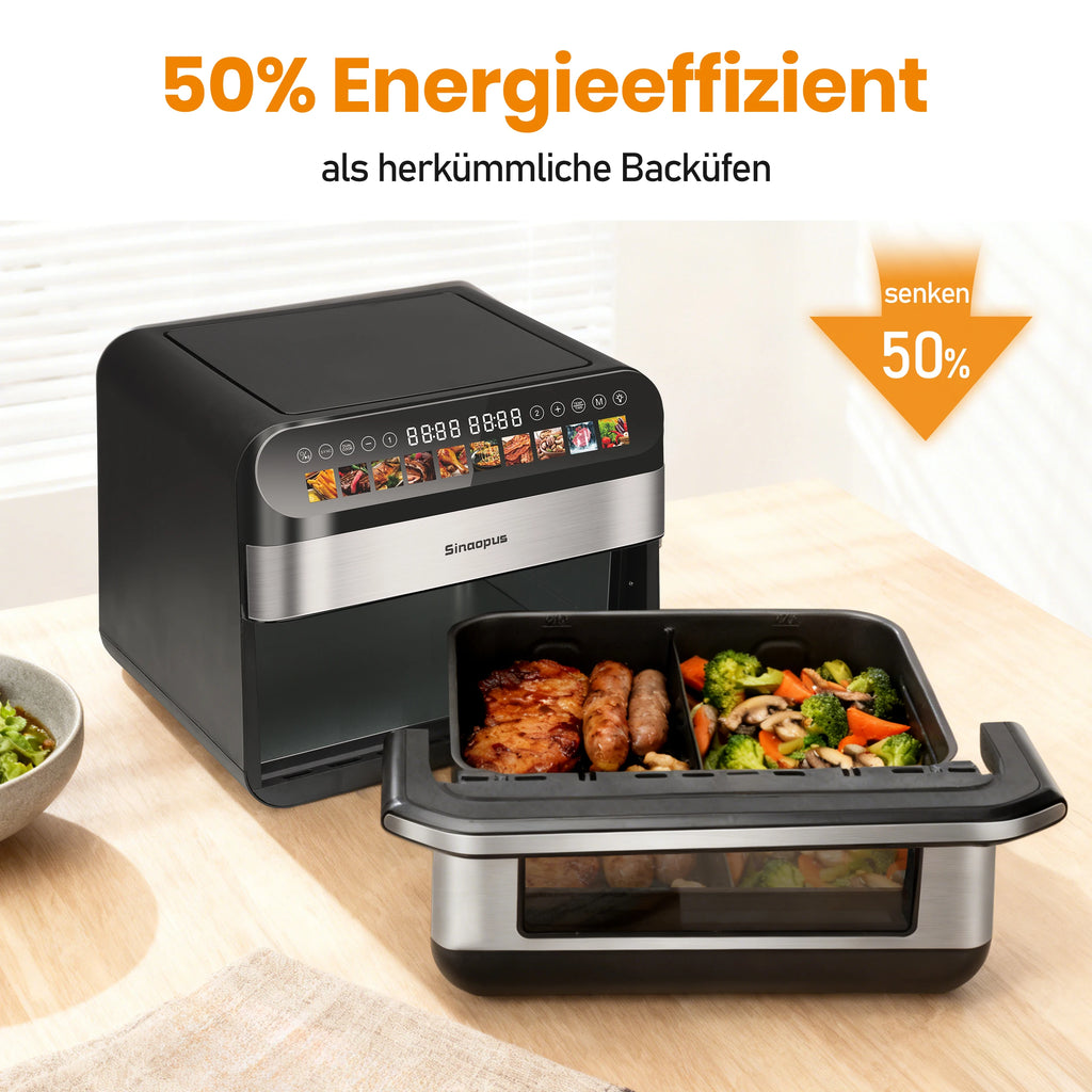 10L Family-Size Dual Basket Air Fryer Oven,Oil-Free Cooker with LED Touch Control & Viewing Window,Air Fryers Smart machine