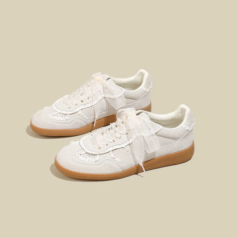 2025 New Korean Version All Match Cowhide Female Net Red Casual Sports Shoes