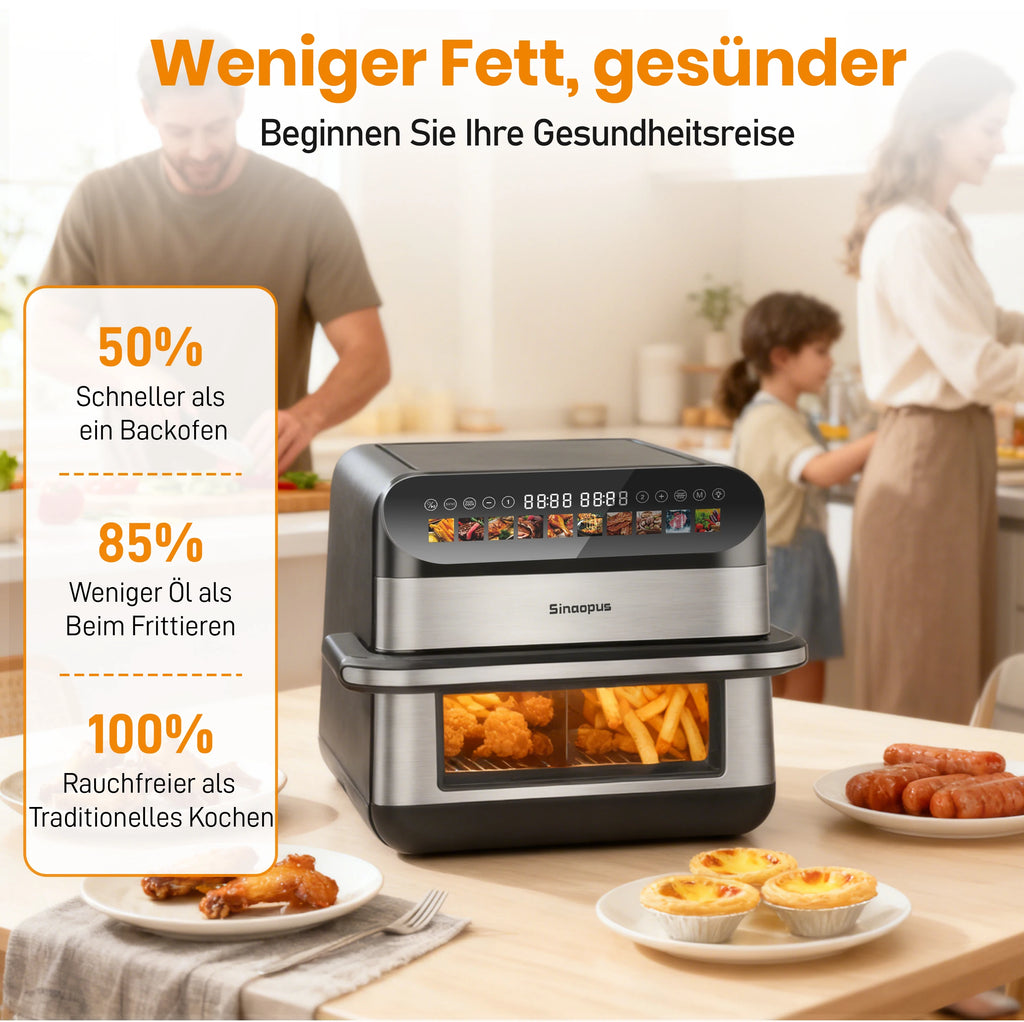 10L Family-Size Dual Basket Air Fryer Oven,Oil-Free Cooker with LED Touch Control & Viewing Window,Air Fryers Smart machine
