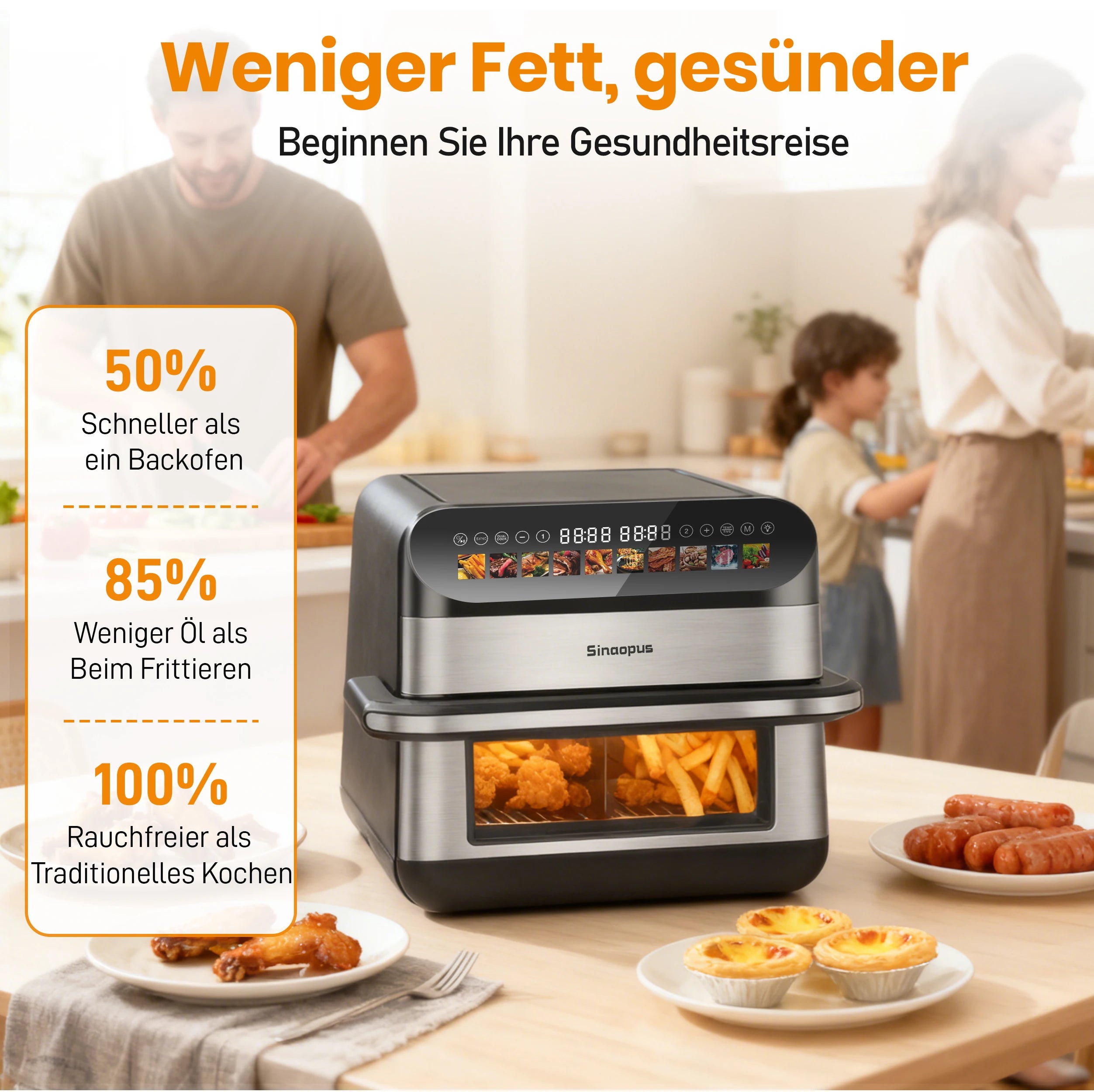 10L Family-Size Dual Basket Air Fryer Oven,Oil-Free Cooker with LED Touch Control & Viewing Window,Air Fryers Smart machine