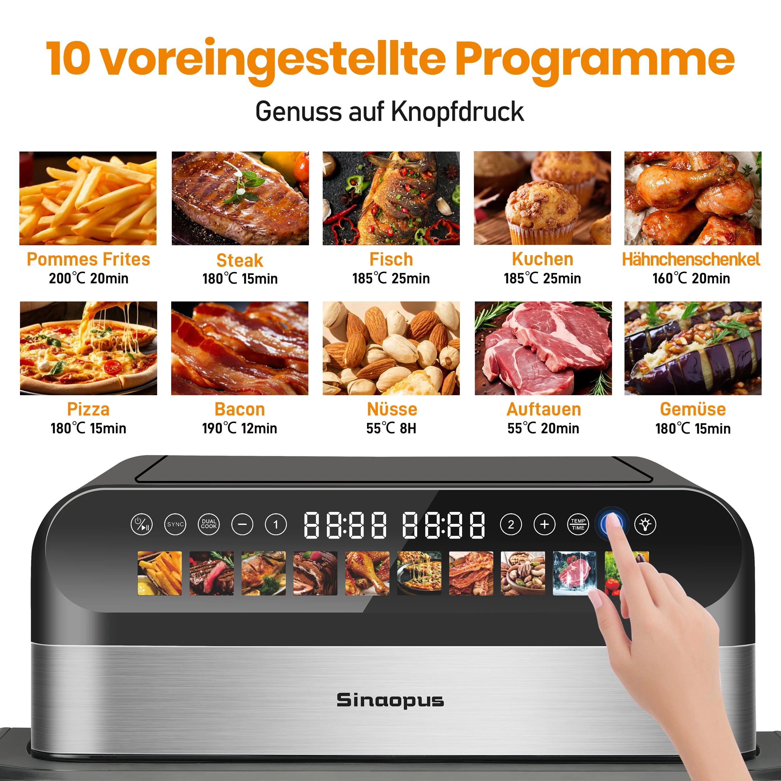 10L Family-Size Dual Basket Air Fryer Oven,Oil-Free Cooker with LED Touch Control & Viewing Window,Air Fryers Smart machine