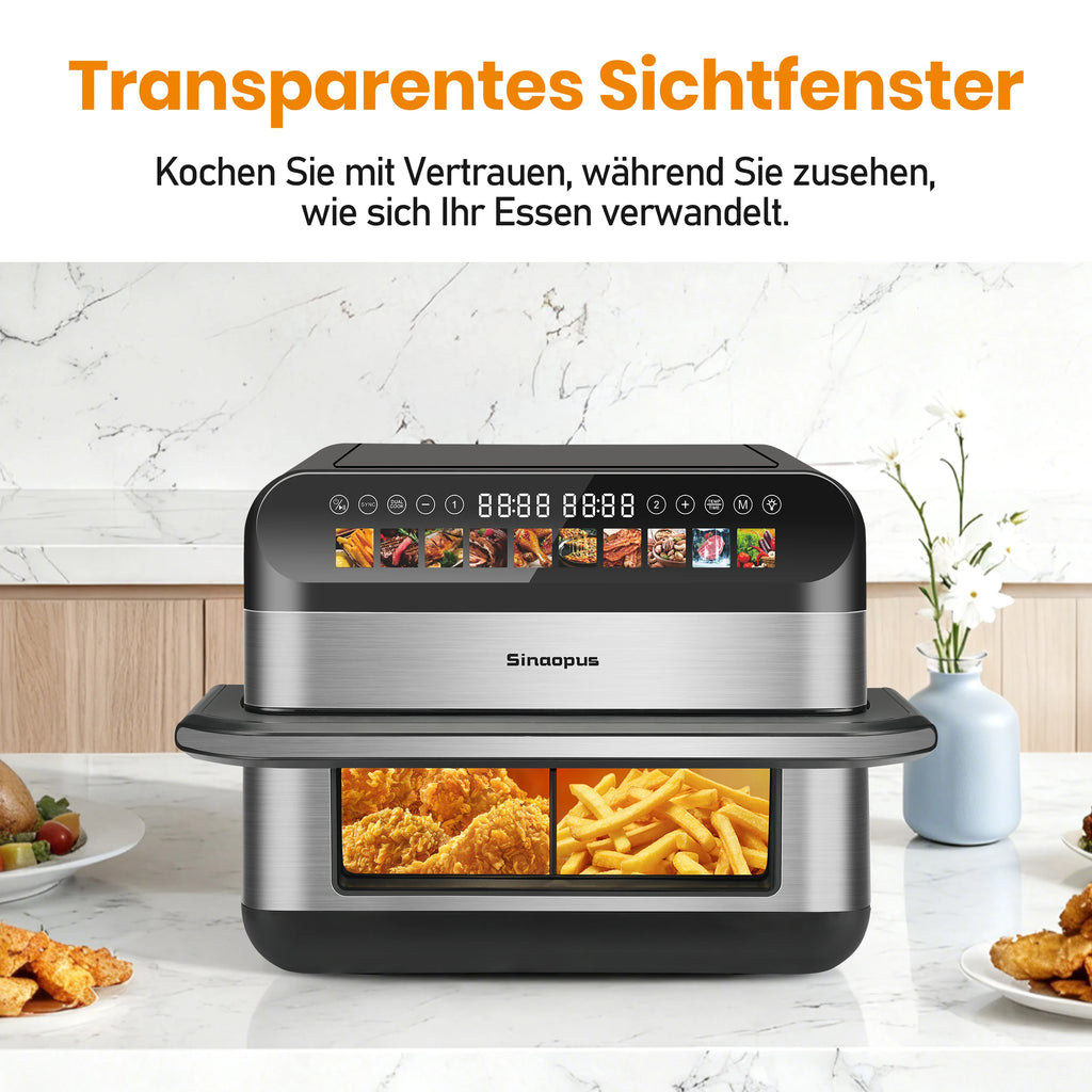 10L Family-Size Dual Basket Air Fryer Oven,Oil-Free Cooker with LED Touch Control & Viewing Window,Air Fryers Smart machine