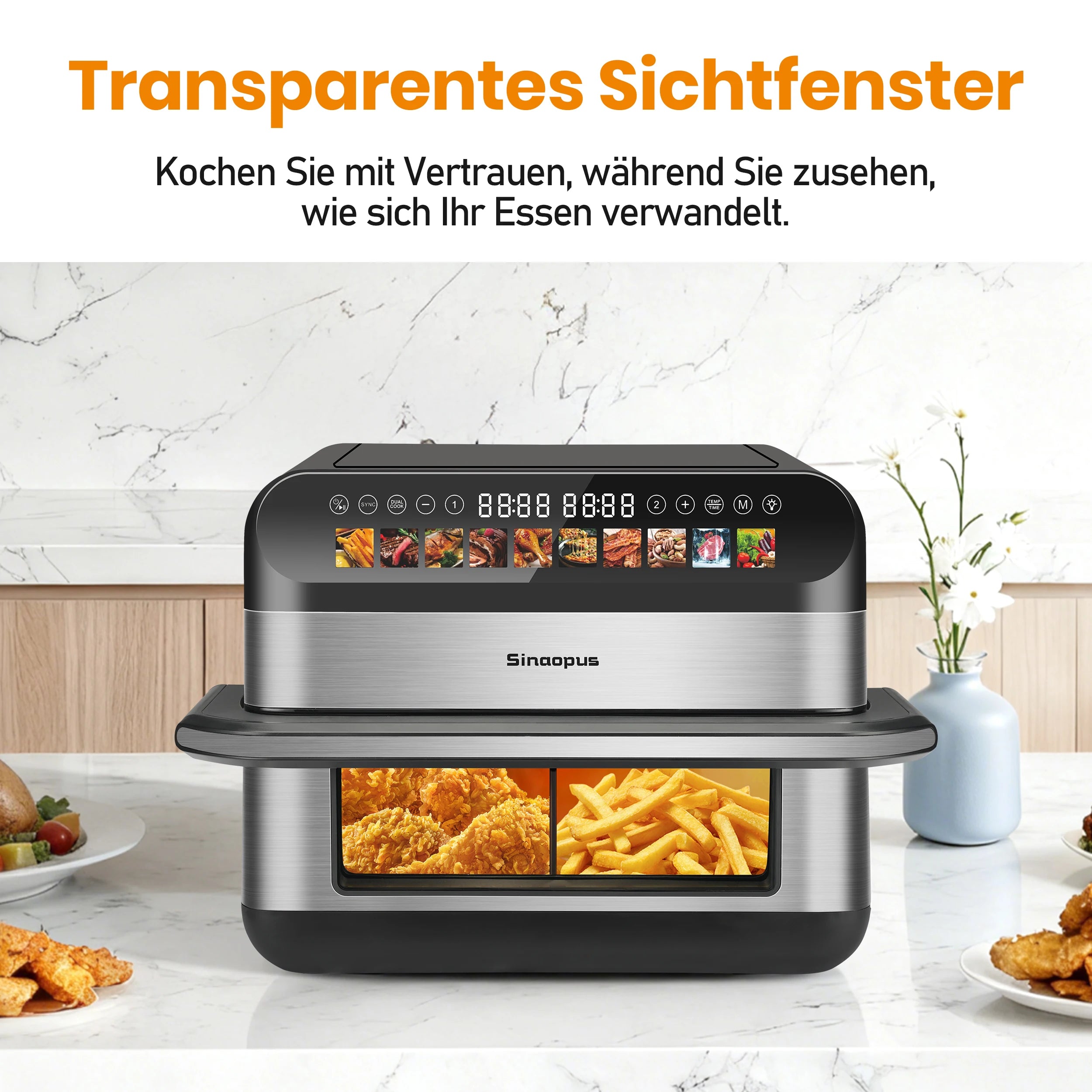 10L Family-Size Dual Basket Air Fryer Oven,Oil-Free Cooker with LED Touch Control & Viewing Window,Air Fryers Smart machine