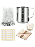 Candle Making Kit Supplies, DIY Candle Craft Tools, 1 Stainless Steel Candle Making Pot, 100 Candle Wicks, 100 Candle Wick Stickers and 50 Pcs 1 Hole Candle Wick Holder