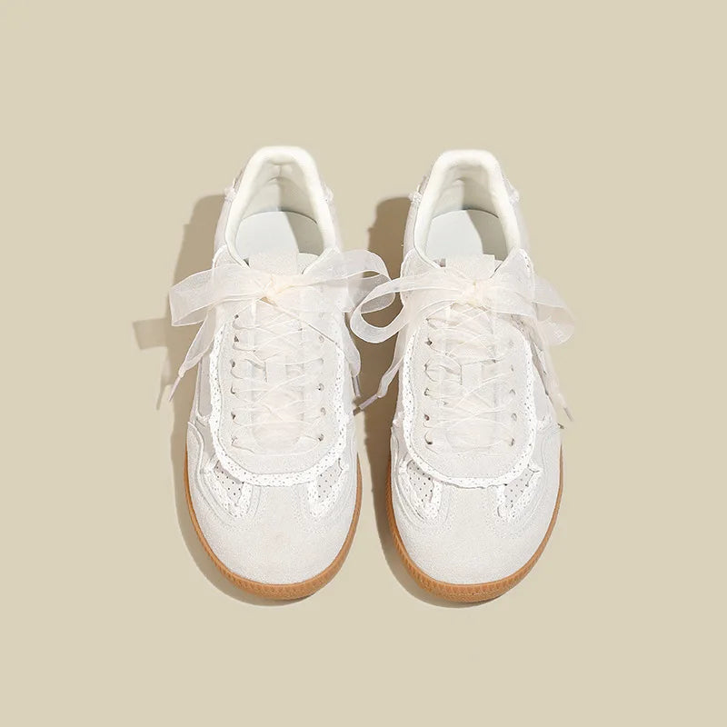 2025 New Korean Version All Match Cowhide Female Net Red Casual Sports Shoes