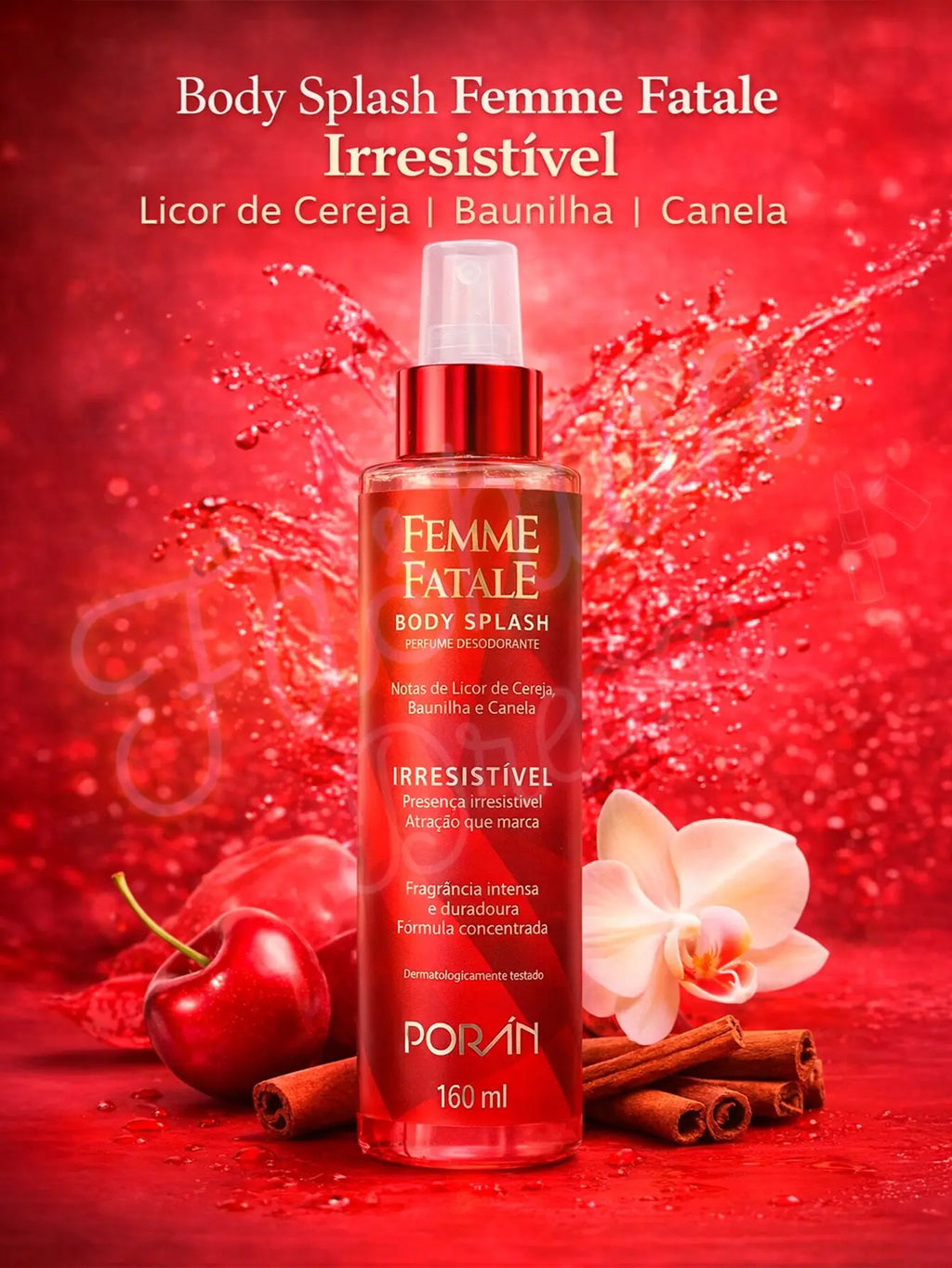 Body Splash Femme Hatale Irresistible 160ml-Porán-Fragrance Cherry Vanilla Cinnamon