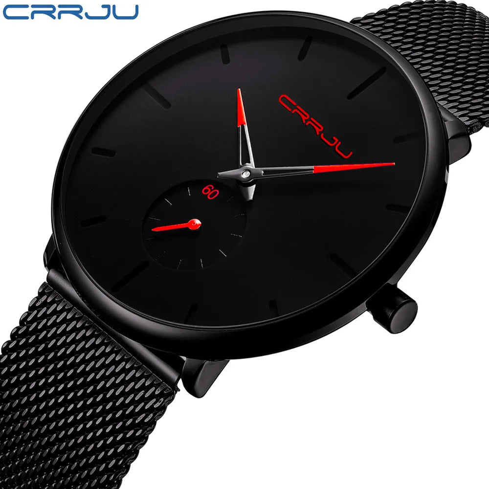 CRRJU 2150 Original Brand Men Watches New Trending Stainless Steel Wristwatches Waterproof Chronograph Quartz Watch for Male Uhr