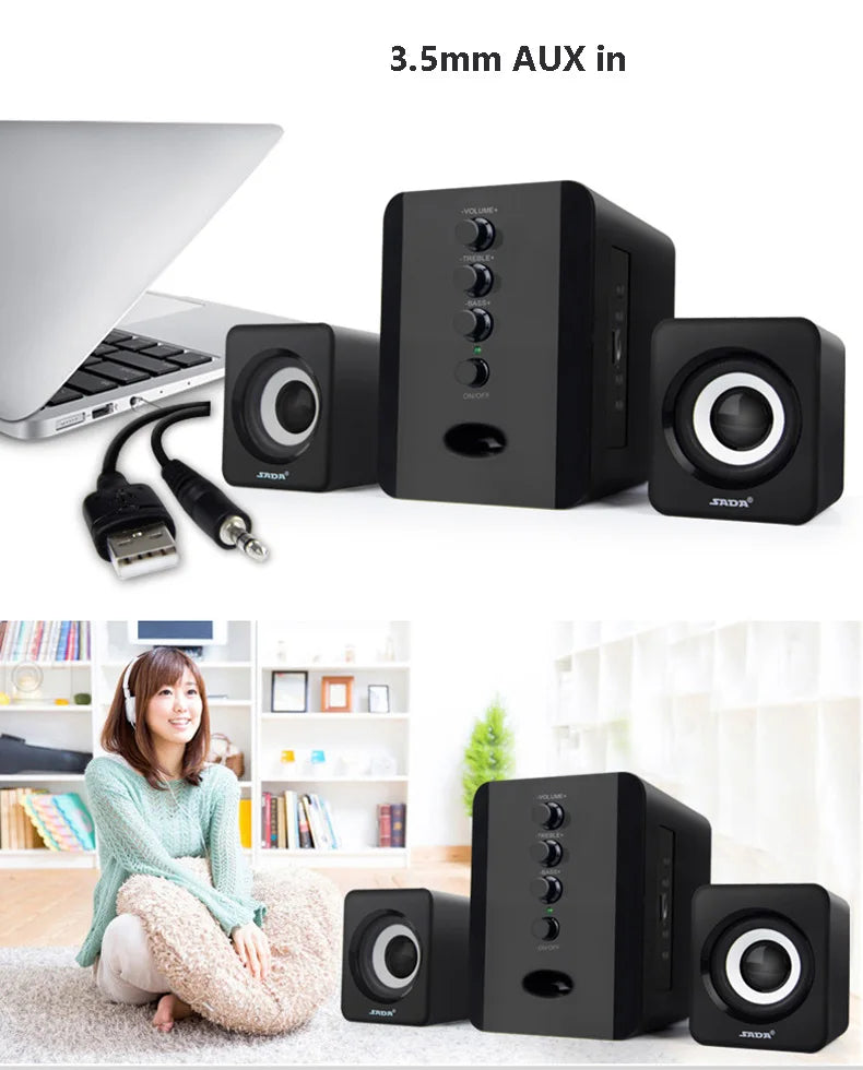 Bluetooth Wireless 2.1 3 Channel Bass Combination Compurtur Speaker Subwoofer 3.5mm Jack Music Loud Support FM TF USB