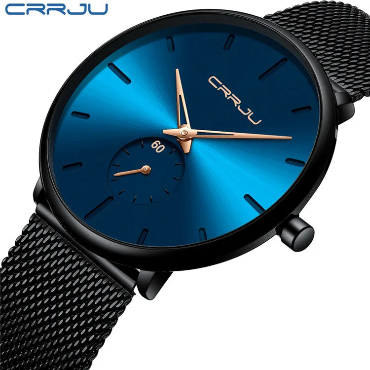 CRRJU 2150 Original Brand Men Watches New Trending Stainless Steel Wristwatches Waterproof Chronograph Quartz Watch for Male Uhr
