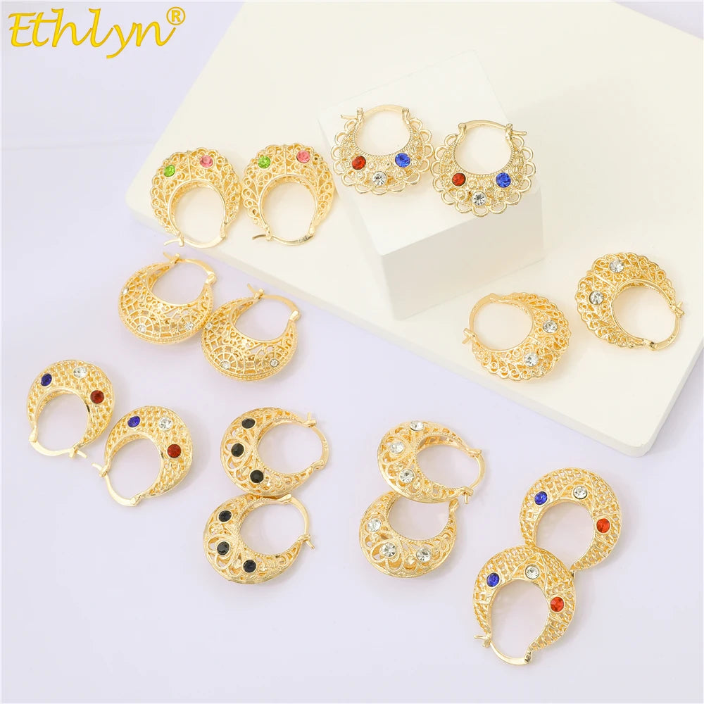 Ethlyn Vintage Style Africa Earrings for Women Gold Color Clip Earrings Girl,Ethiopian Jewelry Arab Middle East Gift E73