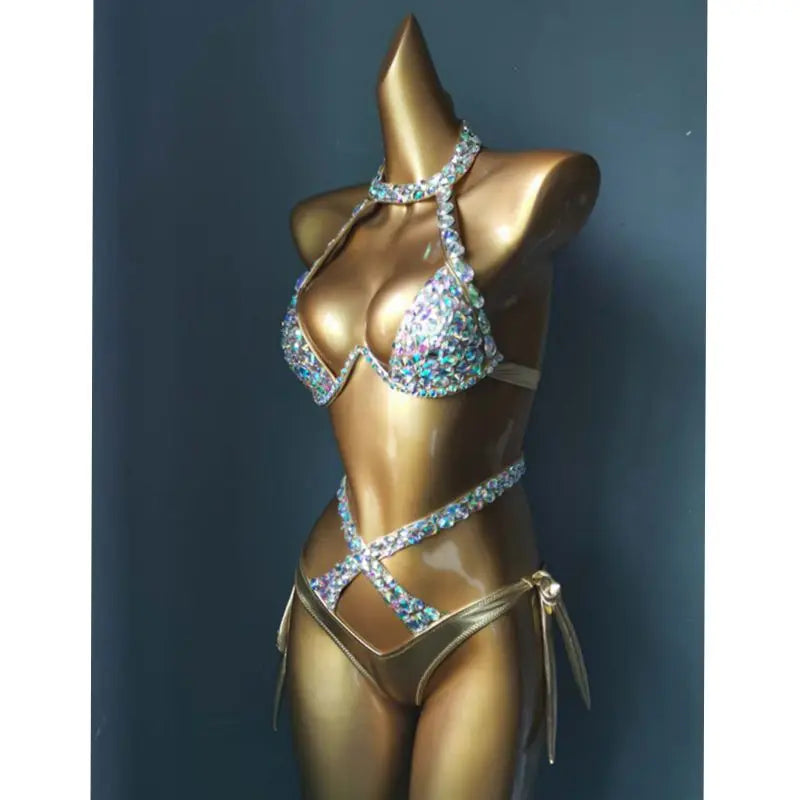 2021 venus vacation new diamond bikini set sexy women swimwear rhinestone bathing suit bling stones swimsuit crystal bikini