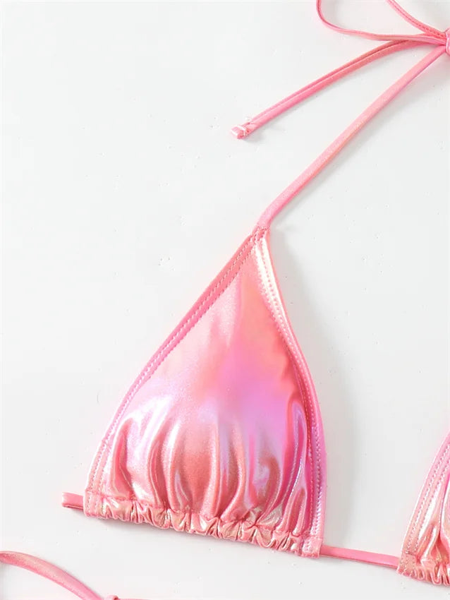 Fashion Bling Sexy Bikinis Hot Thong Halter Beachwear for Women