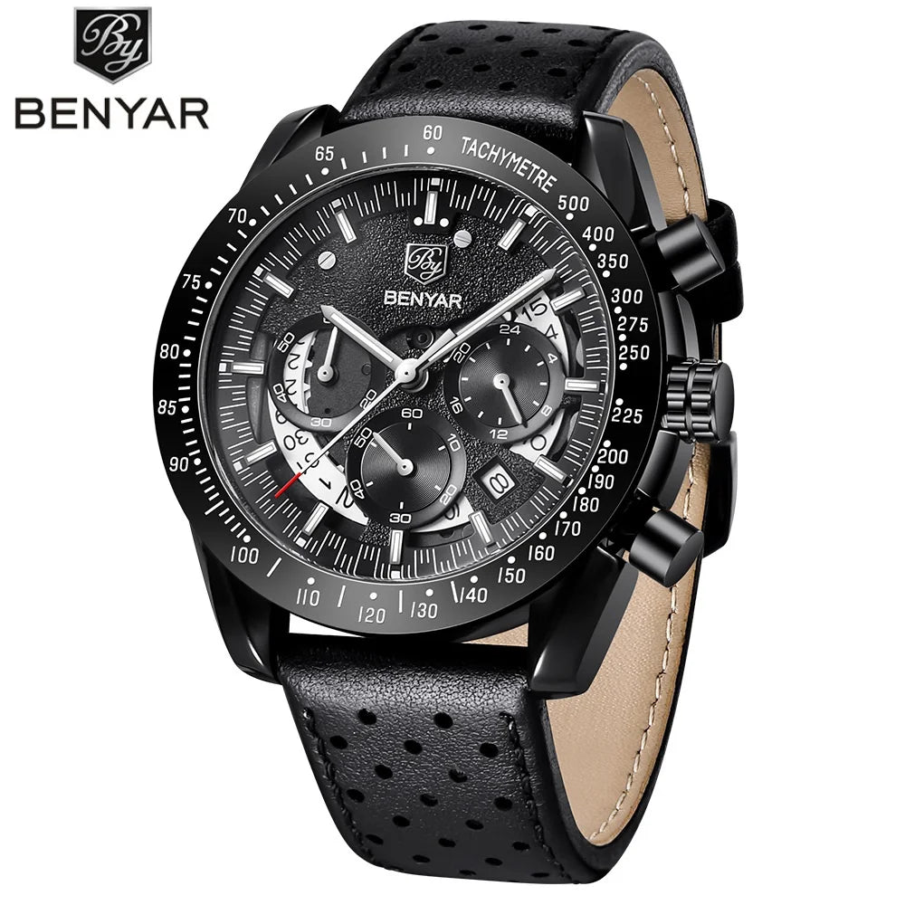 BENYAR Custom Logo Watch 5120 Classic Business Full Steel Watches Men Wrist Luxury New Quartz Male Wristwatches Montre Homme
