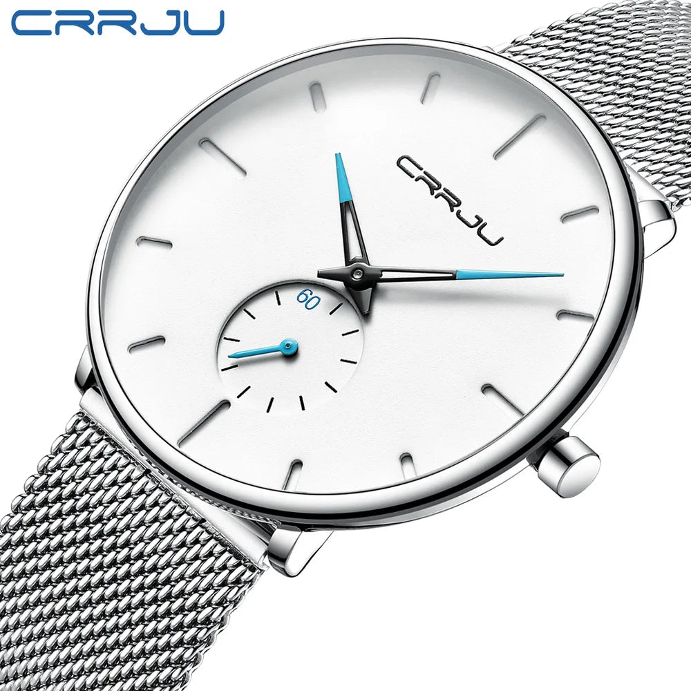 CRRJU 2150 Original Brand Men Watches New Trending Stainless Steel Wristwatches Waterproof Chronograph Quartz Watch for Male Uhr
