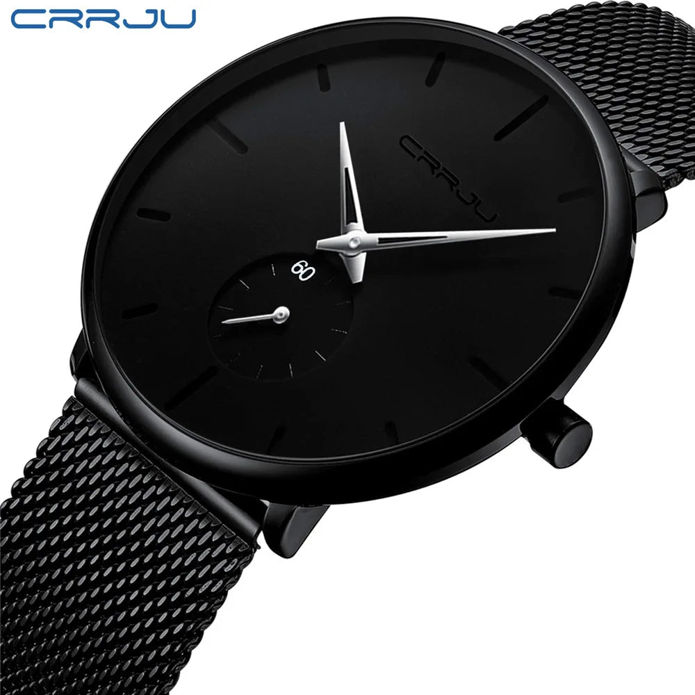CRRJU 2150 Original Brand Men Watches New Trending Stainless Steel Wristwatches Waterproof Chronograph Quartz Watch for Male Uhr