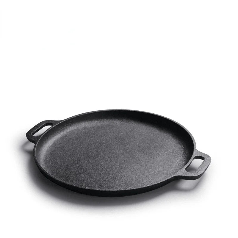 Cast Iron Skillet Pan Pancake Pizza Pan Thickened Oyster Raw Steak Pork Chicken Vegetables Cooking Pot Kitchen Outdoor BBQ Grill