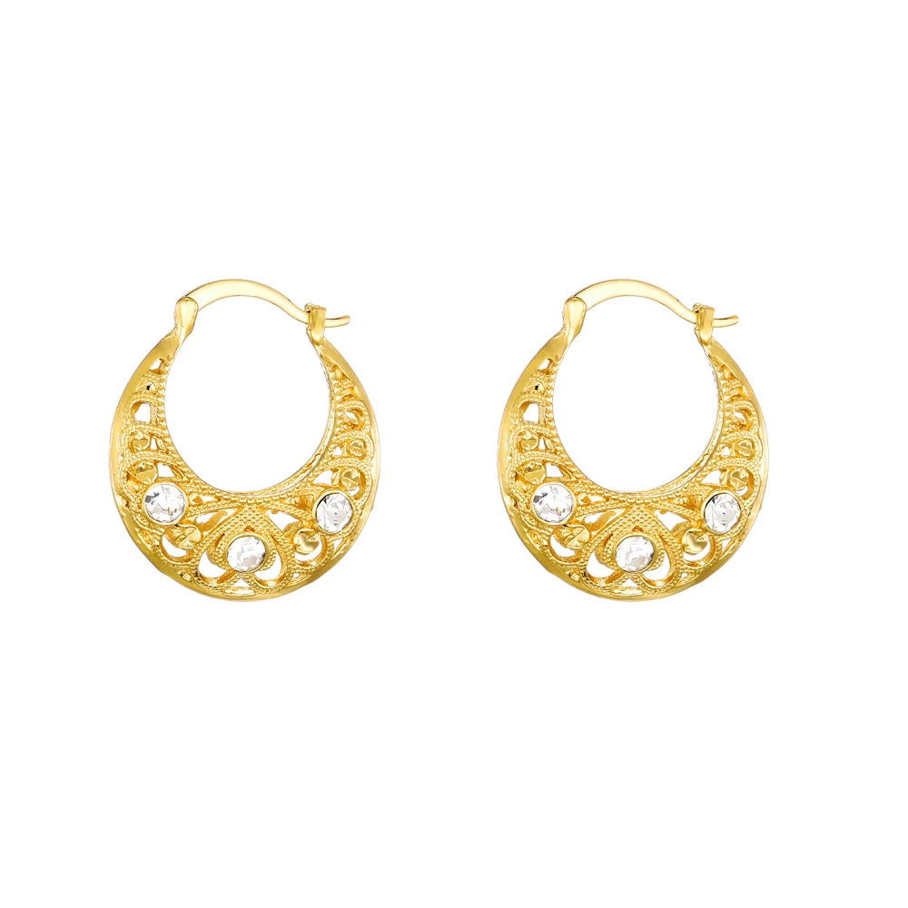 Ethlyn Vintage Style Africa Earrings for Women Gold Color Clip Earrings Girl,Ethiopian Jewelry Arab Middle East Gift E73
