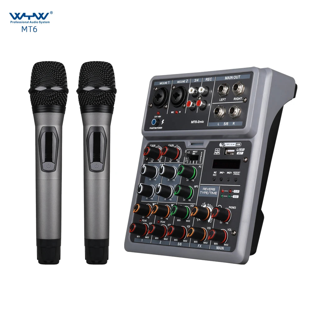 DJ Live Sound 4 Channels Portable Mini Audio Mixer Console with Bluetooth MP3 USB