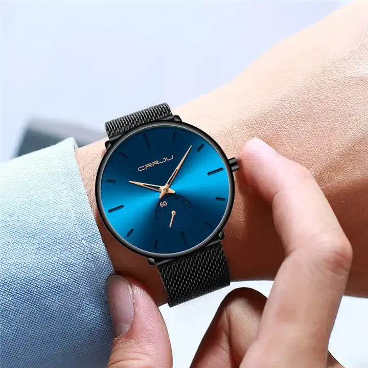 CRRJU 2150 Original Brand Men Watches New Trending Stainless Steel Wristwatches Waterproof Chronograph Quartz Watch for Male Uhr