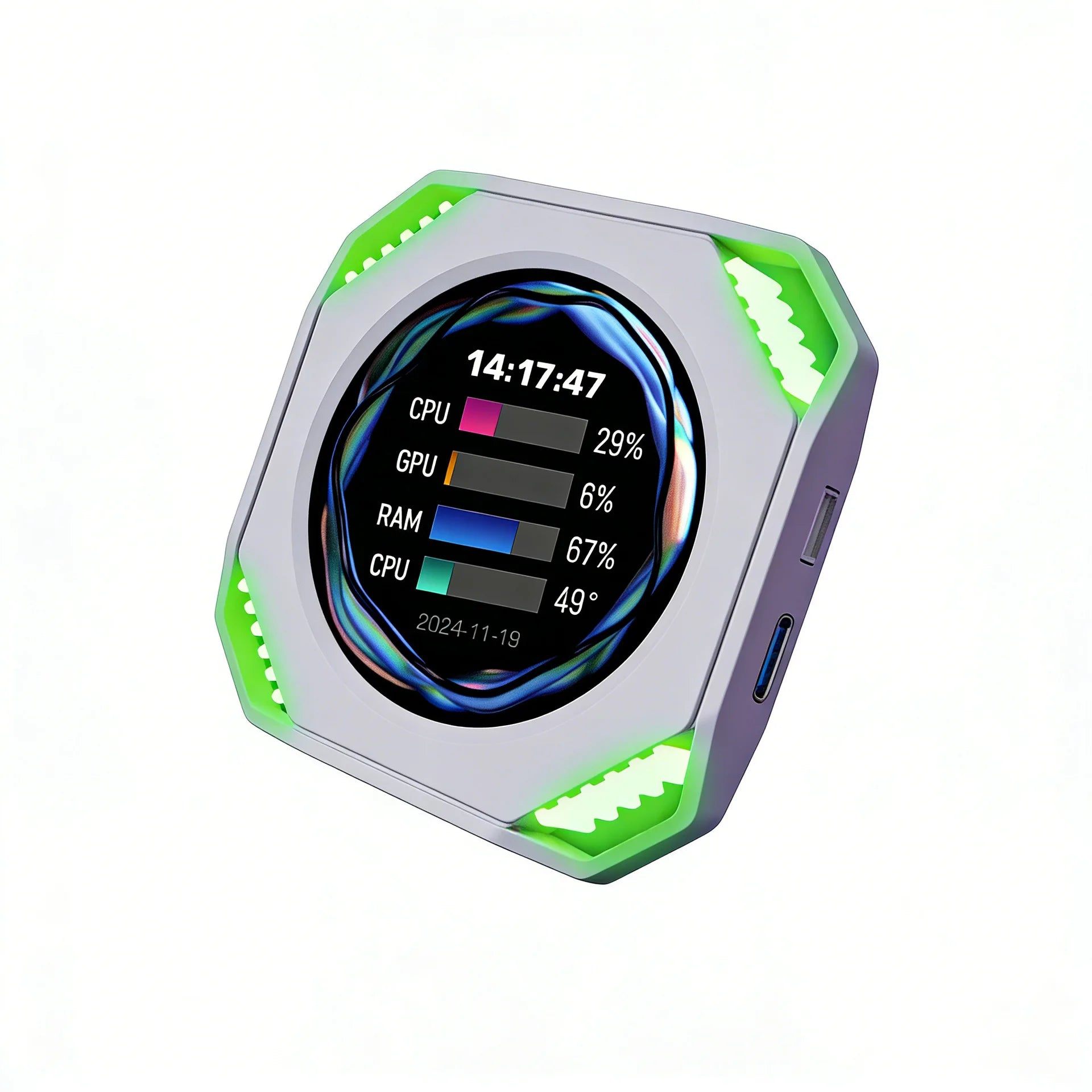 9.2 Inch Chassis Sub-screen Long bar Screen Computer Performance Monitoring CPU Temperature Customizable DIY Theme Type-C USB