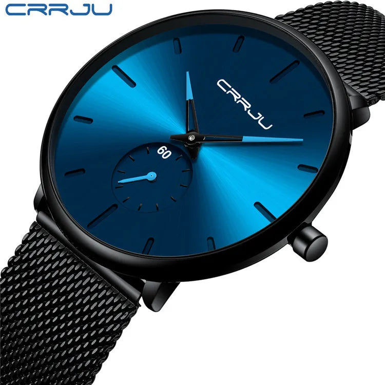 CRRJU 2150 Original Brand Men Watches New Trending Stainless Steel Wristwatches Waterproof Chronograph Quartz Watch for Male Uhr